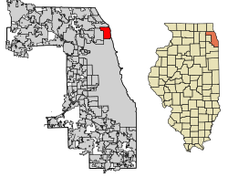 埃文斯顿在库克郡和伊利诺伊州的位置