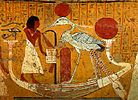 Representation of the Egyptian god Bennu, allegedly inspired by the Bennu heron.