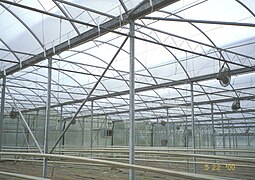 Gutter-connected double poly greenhouse with HAF fans