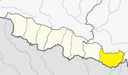 Saptari District (dark yellow) in Madhesh Province