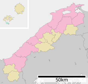 日本都道府县内自治体位置图/岛根县在岛根县的位置