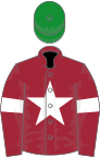 Maroon, white star and armlet, green cap