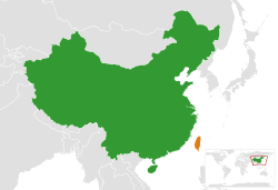 Map indicating locations of PRC and ROC