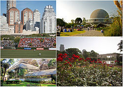 Clockwise from top: the Polo Stadium, the Galileo Galilei planetarium, the Palermo Woods and the Botanical Garden.
