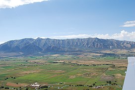 The Wellsville Mountains as seen from an airplane.