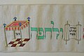 Chuppah and Torah scroll on a wimpel from 1886