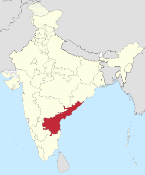 The map of India showing Andhra State Āndhra Rāṣṭramu