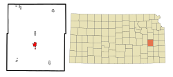 伯灵顿于科菲县及堪萨斯州之地理位置