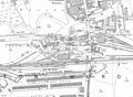 Extract of Old Ordnance Survey map of Northamton 1899 showing Cotton End, The long building south of the goods shed is still in use by Network Rail