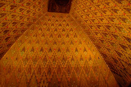 Fir tree and flame motif on the ceiling of the Crematorium