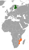 Location map for Finland and Mozambique.