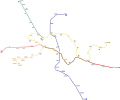Map showing the real positions of current and construction stations
