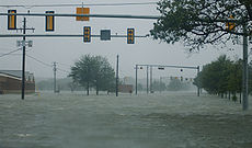 Storm surge flooding at Langley Air Force Base, caused by Hurricane Isabel