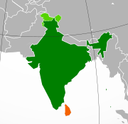 Location map for India and Sri Lanka.