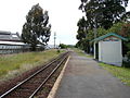 Station and platform looking north-east at the Renall Street level crossing and in the direction of Masterton, before rebuild