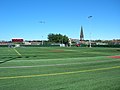 A view of the soccer/lacrosse/field hockey field at Stevens Institute of Technology.