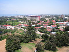 Central Bujumbura, with Lake Tanganyika in the background.