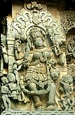 Intricate stone sculpture work typical of Hoysala architecture