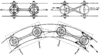 Diagram showing how the Arnoux system articulates axles on coupled cars