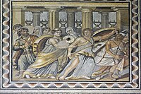 一幅来自罗马时代波塞冬别墅的镶嵌画，位于科马基尼的泽乌玛（英语：Zeugma, Commagene）（现藏于泽乌玛镶嵌艺术博物馆（英语：Zeugma Mosaic Museum）），描绘了伪装成女人的阿基里斯，奥德修斯正诱使其暴露身份