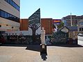 Miles Franklin statue and mural in MacMahon Street