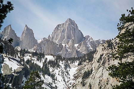 Mount Whitney is the highest summit of the Sierra Nevada, the State of California, and the contiguous United States.