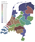 Municipal Health Service (GGD) regions by date of first COVID-19 infection[2]
