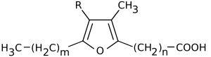 General structure of furan fatty acids