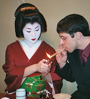 a geisha at work in Gion