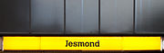 Station signage at Jesmond, branded in the original corporate colour scheme.