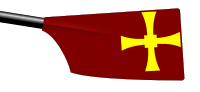 Josephine Butler College Boat Club: burgundy with athletic gold cross