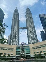 Suria KLCC's entrance with a giant Christmas tree