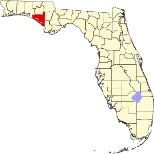Map of Florida highlighting Bay County
