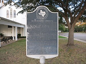 State historical marker describes the history of the Bernardo and Mentz communities.