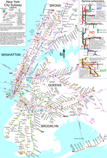 A 2004 map of New York City's passenger rail system
