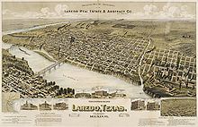 Laredo, Texas in 1892. Perspective Map of the City of Laredo, Texas.