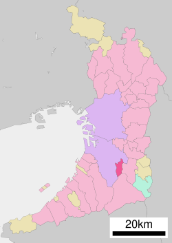 Location of Ōsakasayama in Osaka Prefecture