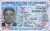 A Example of a United States Passport Card