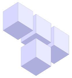 第三片，或称为T：三个立方体排成一列，中间下方加一个立方体。