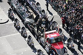 Cheerleaders at the Eagles Super Bowl parade.