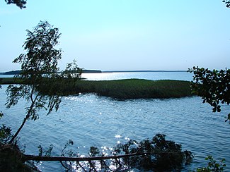 Śniardwy, the largest lake in Poland, with Pajęcza and Czarci Ostrów Islands
