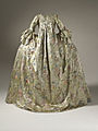 Robe à la française, Netherlands, silk satin brocaded with silk and metallic threads, 1740-60. LACMA M.2007.211.928