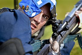 A U.S. marksman at the 2014 Inter-service Rifle Competition at Quantico Marine Base, Virginia.