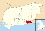 Adur shown within West Sussex