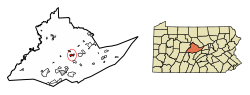 Location of Bellefonte in Centre County, Pennsylvania