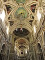 Ceiling of nave, interior of dome with stained glasse, ceiling of chancel/apse, daylight through clerestory windows