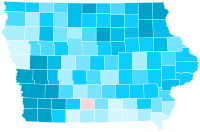 Shift in each Iowa county from 2004-2008