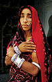 A woman from Bundi district, Rajasthan. This district registered a population of 1,113,725 in the 2011 census, a population growth rate over the decade 2001-2011 of 15.7%, a sex ratio of 92 females for every 1000 males, and a literacy rate of 62.31%.[1]