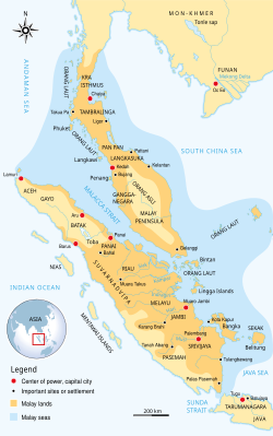 Map of ancient Melayu realm, based on a popular theory that Malayu Kingdom relates with Jambi