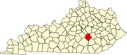 Map of Kentucky highlighting Rockcastle County